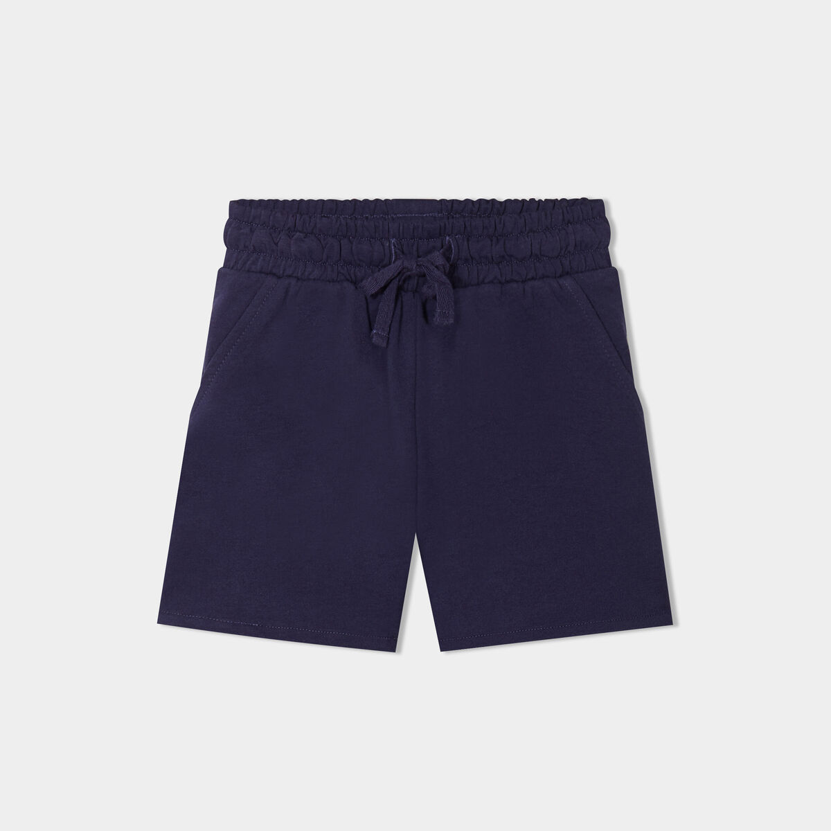 Short droit taille élastiquée bleu marine fille
