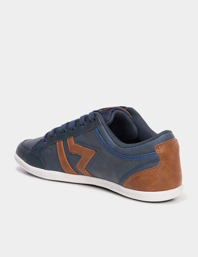 Baskets plates à lacets bleu marine homme