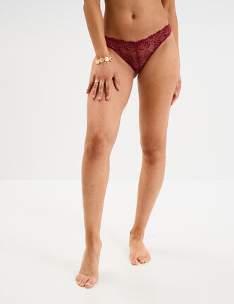 Culotte en dentelle rouge foncé femme