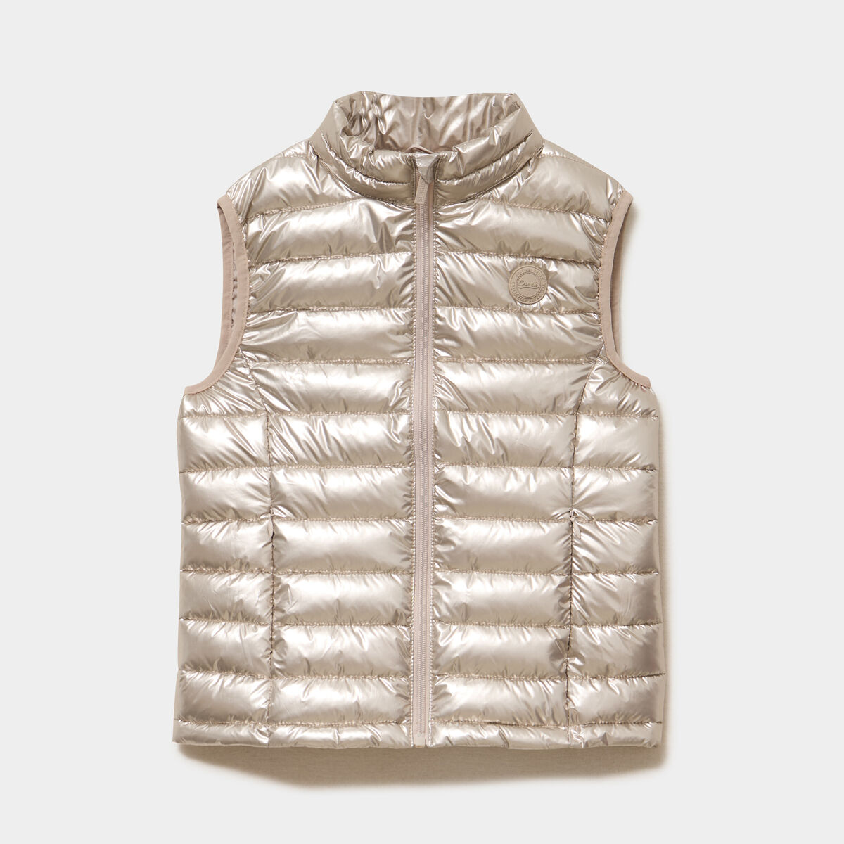 Doudoune l&eacute;g&egrave;re sans manches imperm&eacute;able couleur argent fille