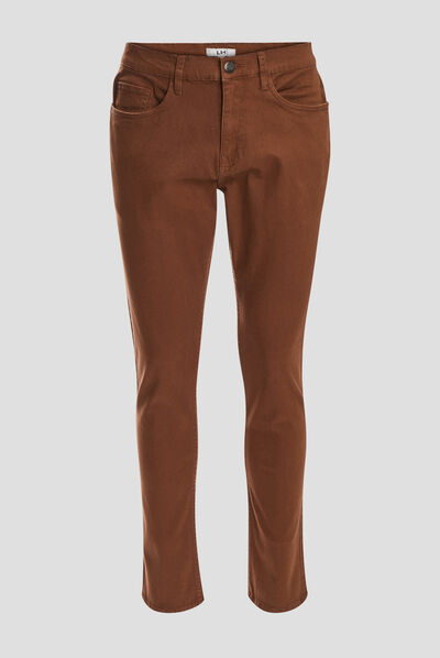 Pantalon droit en coton camel homme