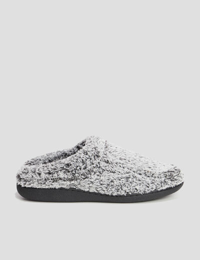Chaussons bout rond fourrés gris homme