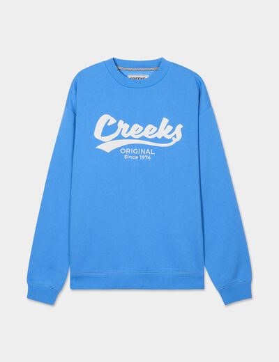 Sweat col rond manches longues Creeks bleu femme