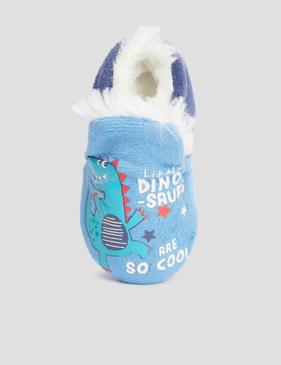 Chaussons fourrés avec motifs bleu bébé garçon