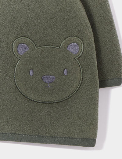 GIlet polaire zippé broderie fantaisie vert kaki bébé garçon
