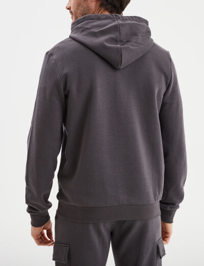 Sweat molleton à capuche hoodie gris foncé homme