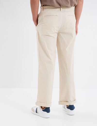 Pantalon chino relax coton beige homme