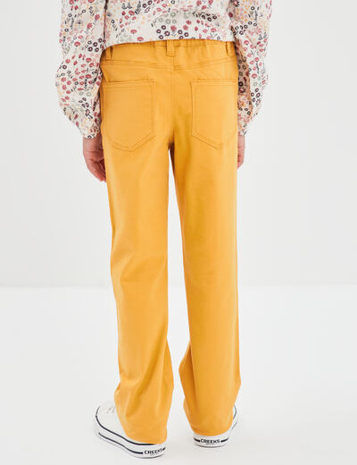 Tregging flare coton taille élastiquée jaune moutarde fille