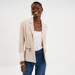 Veste blazer cintr&eacute; manches 3/4 beige femme
