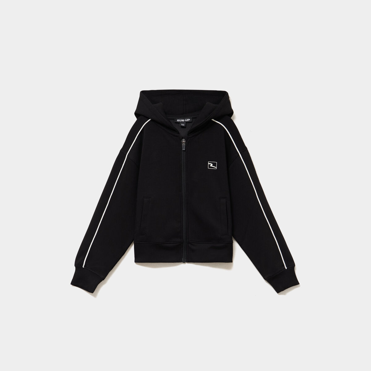 Sweat zipp&eacute; stretch &agrave; capuche noir fille