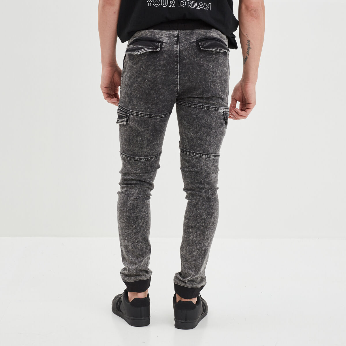 Pantalon skinny stretch 2 poches côtés denim gris homme