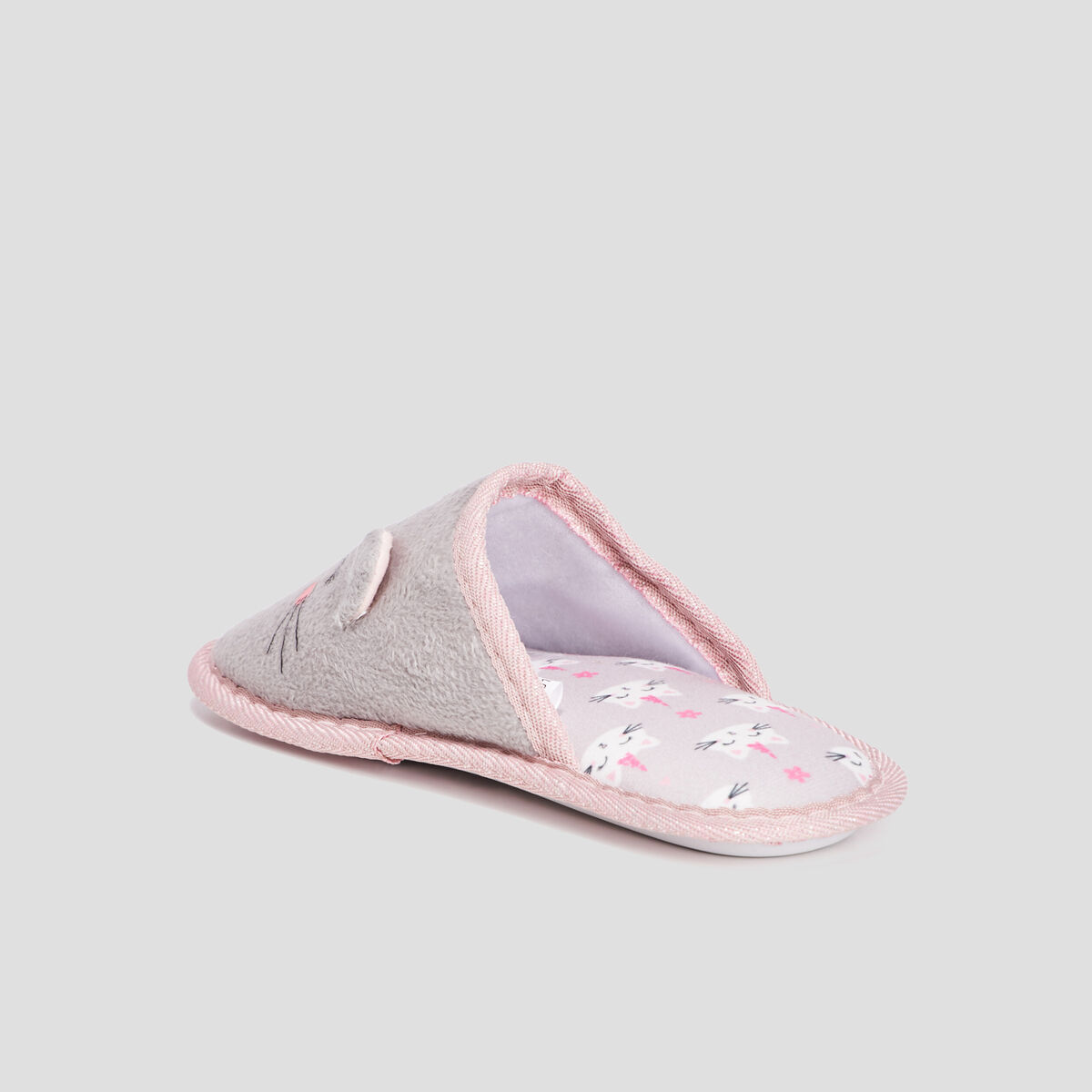 Chaussons mules chat gris fille