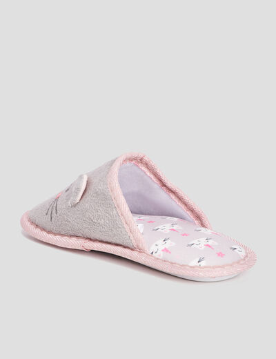 Chaussons mules chat gris fille