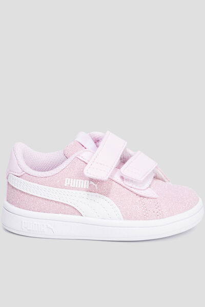 Tennis basses pailletées Puma Smash rose bébé fille