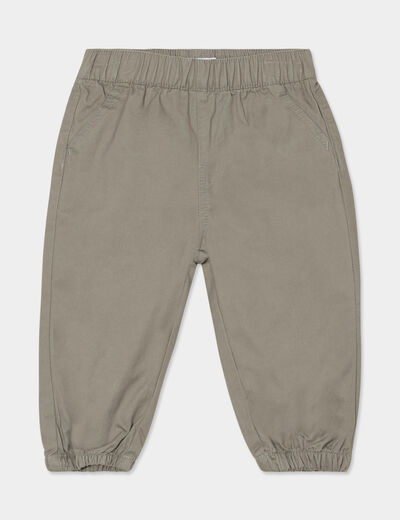 Jeans jogger coton bas élastiqué vert kaki bébé garçon