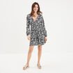 Robe courte fluide col cache-coeur noir femme