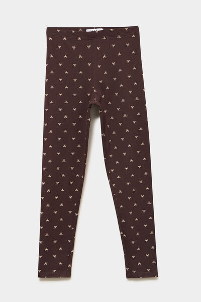 Legging taille &eacute;lastiqu&eacute;e coton marron fille