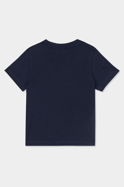 T-shirt col rond manches courtes coton bleu marine b&eacute;b&eacute; gar&ccedil;on