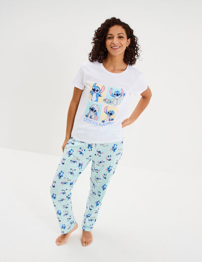 Ensemble pyjama legging coton Stitch blanc femme
