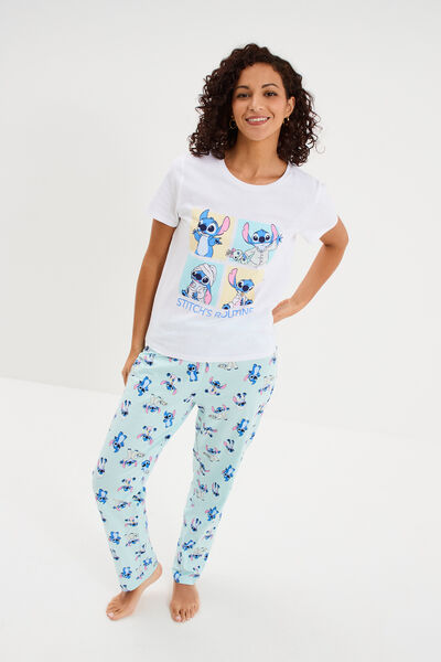 Ensemble pyjama legging coton Stitch blanc femme