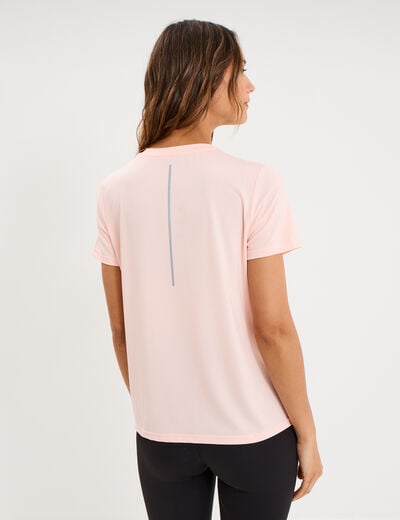 T-shirt de sport droit manches courtes orange fluo femme