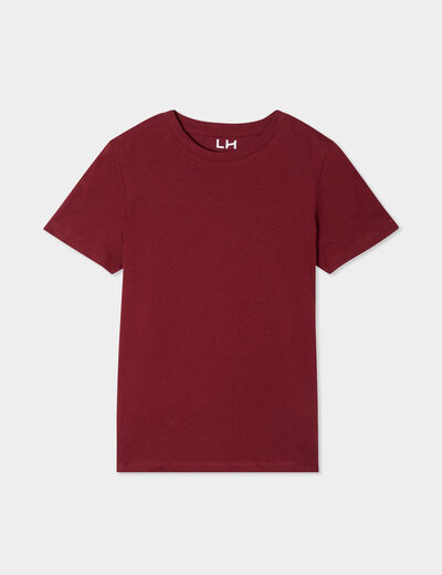 T-shirt en coton manches courtes bordeaux garçon