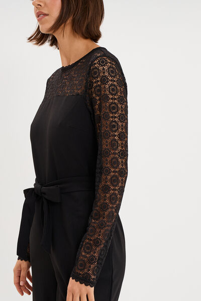 Combinaison pantalon avec dentelle noir femme