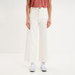 Jean large cropped poches plaqu&eacute;es coton ivoire femme