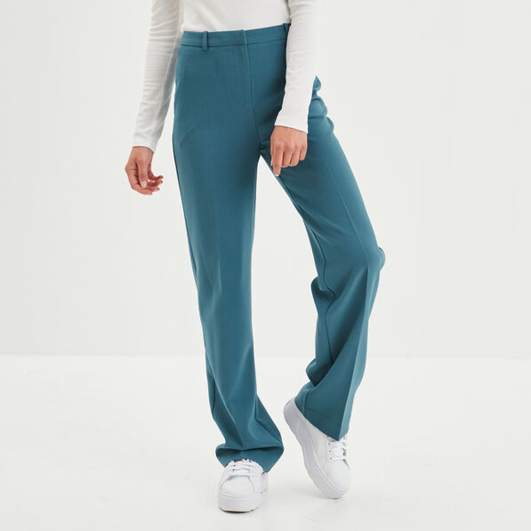 pantalon large a pinces bleu petrole femme Pantalon large à pinces bleu pétrole femme