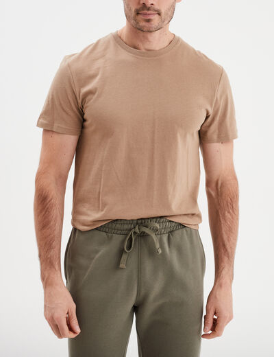 T-shirt en coton manches courtes taupe homme