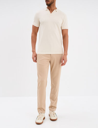 Polo droit manches courtes coton ecru homme