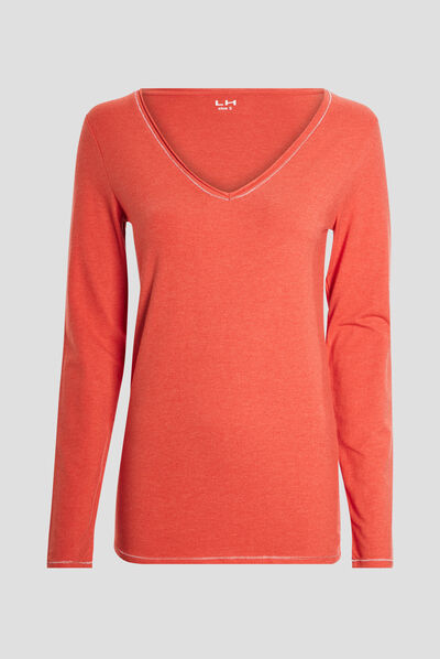 T-shirt manches longues terracotta femme