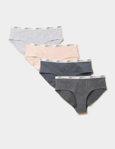 Lot 4 shortys en coton bleu gris femme