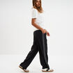Pantalon fluide élastiqué avec bandes noir femme