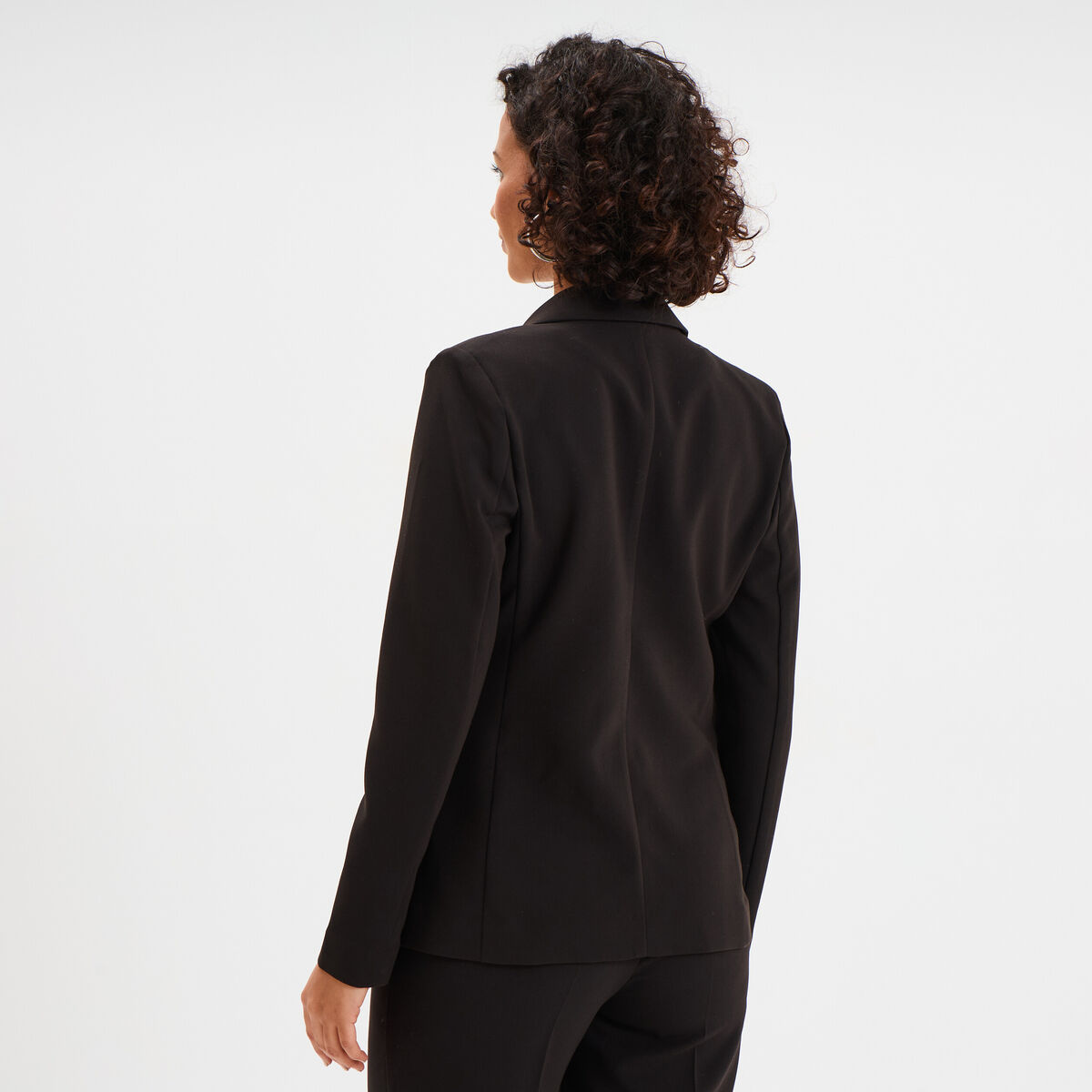 Veste blazer droite manches longues noir femme