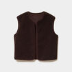 Gilet r&eacute;versible polaire sans manches marron fonc&eacute; femme