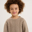 Pull manches longues col rond beige gar&ccedil;on
