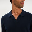 Pull col polo manches longues bleu marine homme