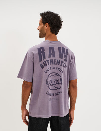 T-shirt 1 poche manches courtes coton violet homme