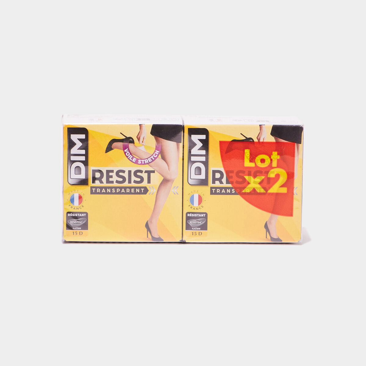 Lot 2 collants voile Resist 15 D DIM noir femme