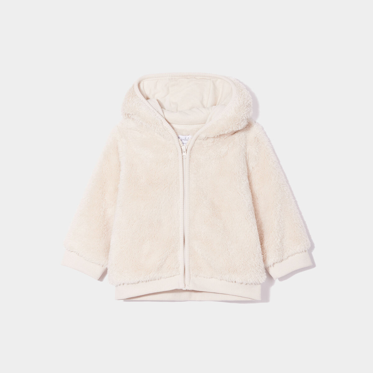 Gilet fausse fourrure zippé à capuche beige bébé garçon