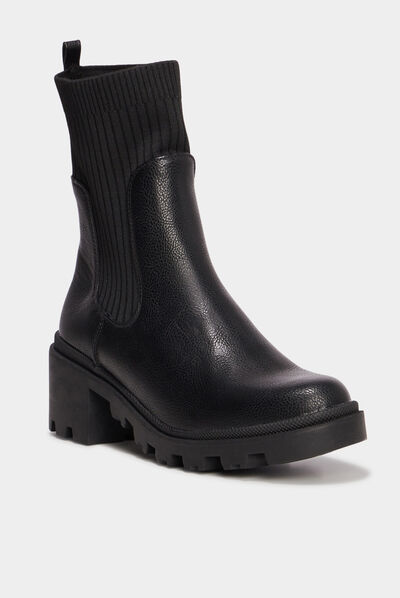 Bottines chelsea chaussettes noir femme
