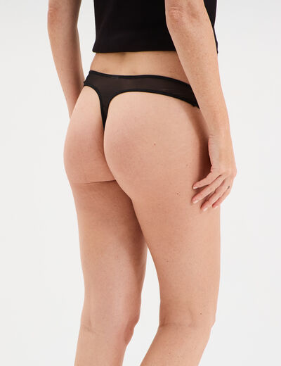 String avec micro dentelle rouge femme