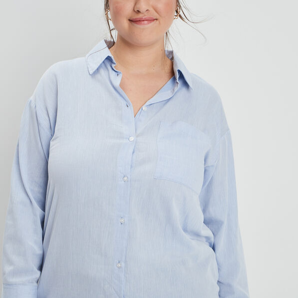 Chemise manches longues bleu clair femme grande taille