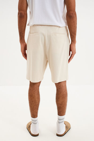 Bermuda chino textur&eacute; coupe droite coton ecru homme