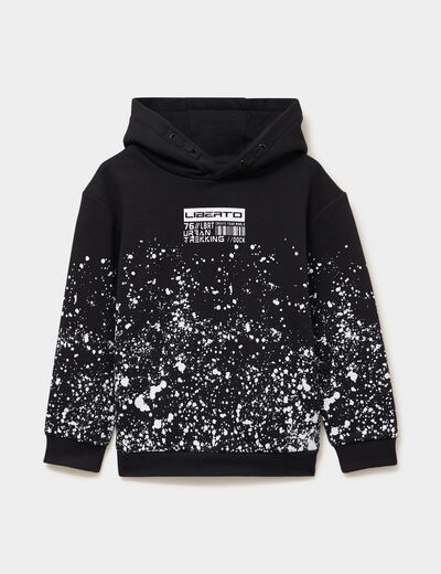 Sweat molleton &agrave; capuche hoodie noir gar&ccedil;on