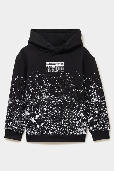 Sweat molleton &agrave; capuche hoodie noir gar&ccedil;on