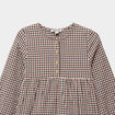 Robe courte trap&egrave;ze &agrave; volants coton marron fille