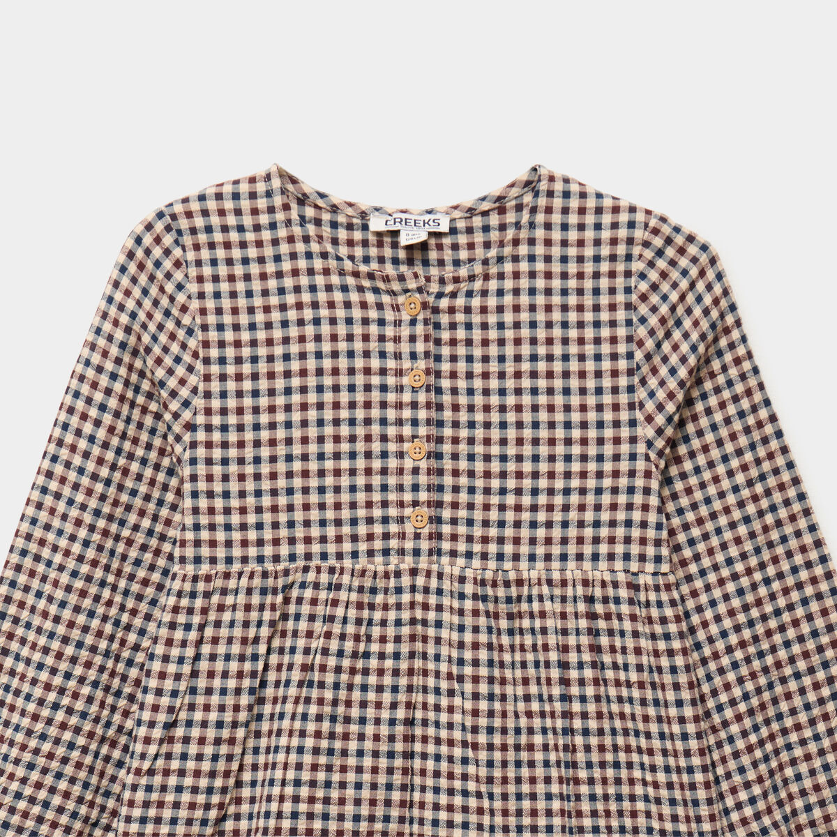 Robe courte trap&egrave;ze &agrave; volants coton marron fille