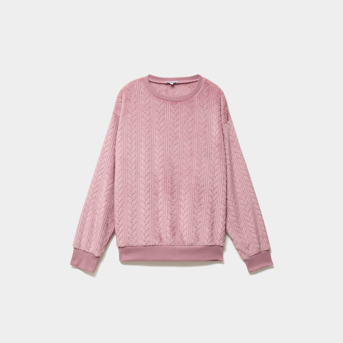 Haut de pyjama sweat polaire torsad&eacute; rose framboise femme